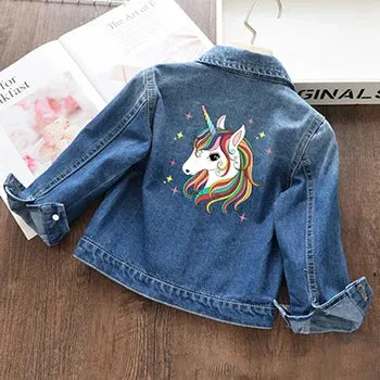 2 3 4 5 6 8 10 Years Girls Jacket Baby Boy Clothes New Fashion Spring Girls Cute Unicorn Autumn Children Outerwear Kids Clothes