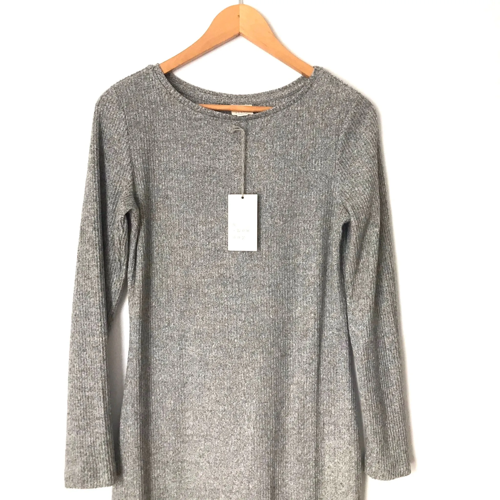 A New Day Grey Ribbed Knit Long Sleeve Dress NWT- Size XS