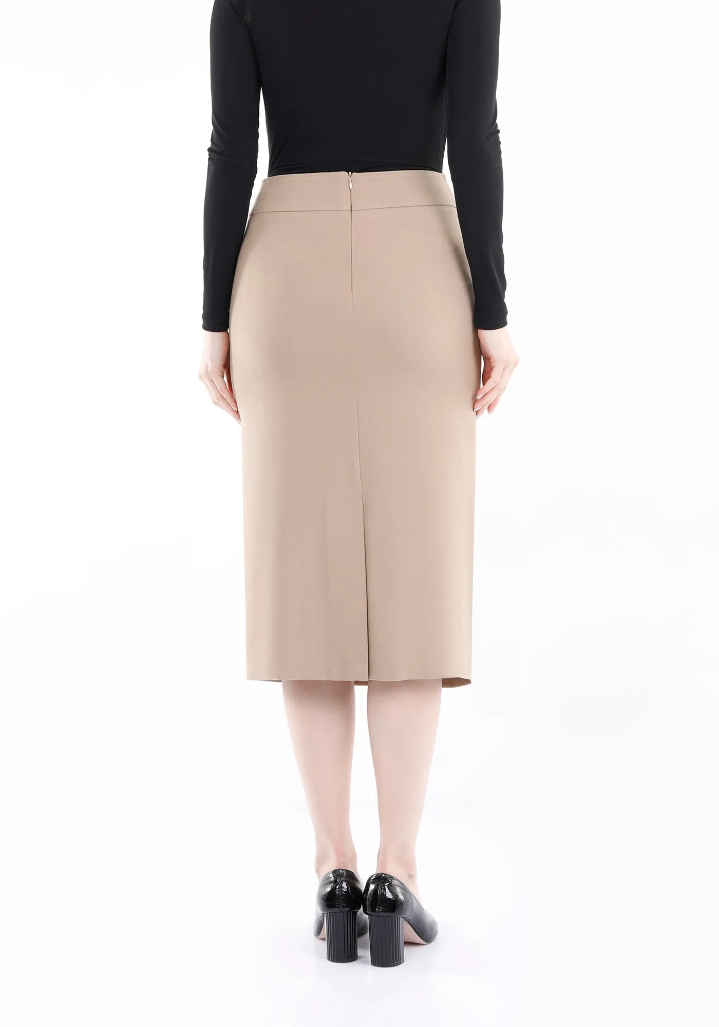 Back Vented Midi Pencil Skirt - G-Line