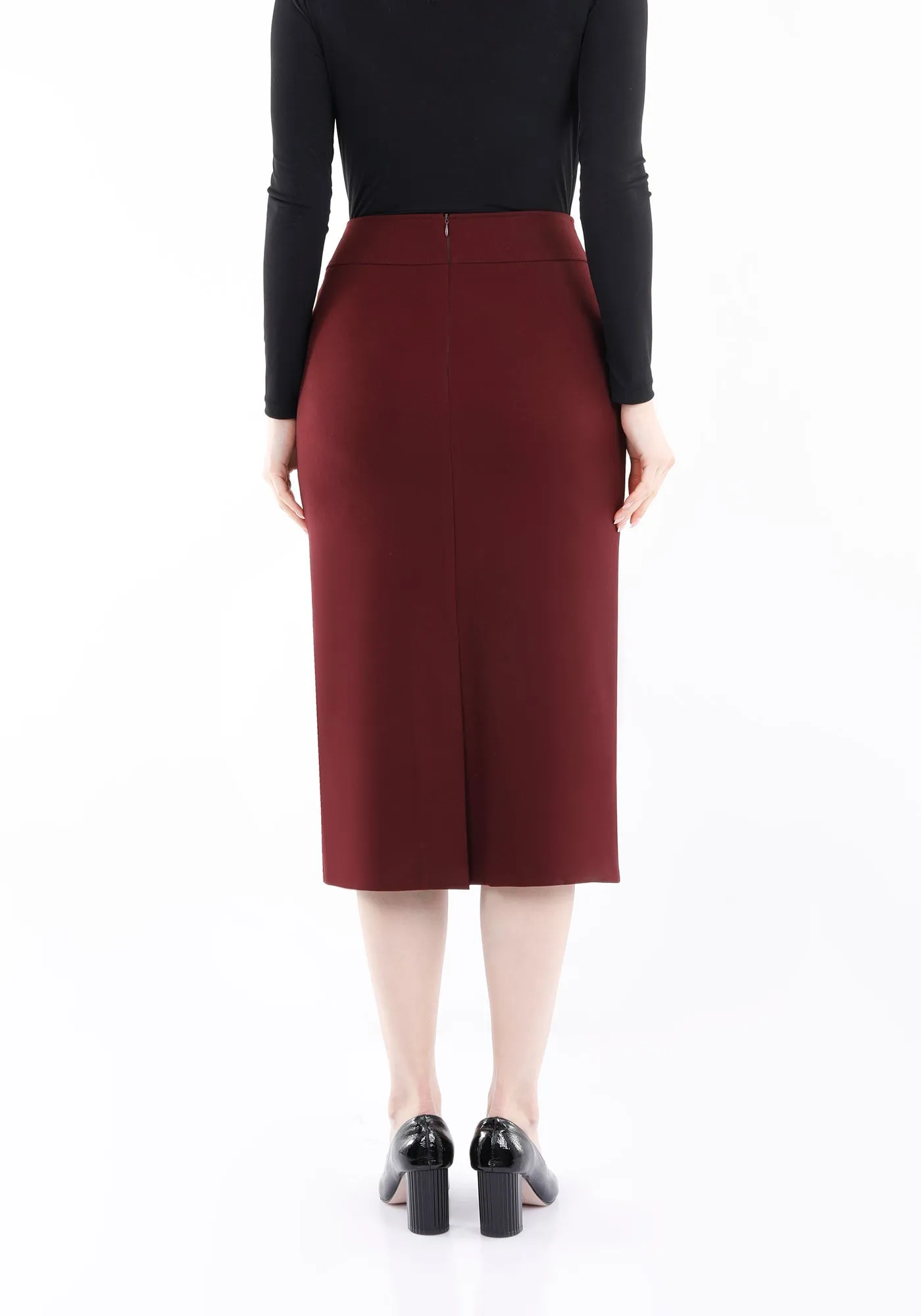 Back Vented Midi Pencil Skirt - G-Line