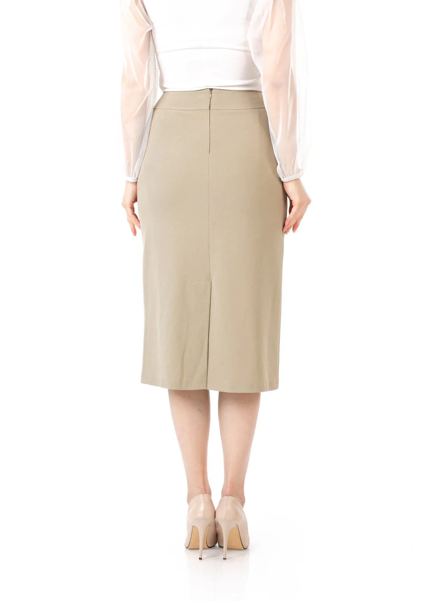 Back Vented Midi Pencil Skirt - G-Line
