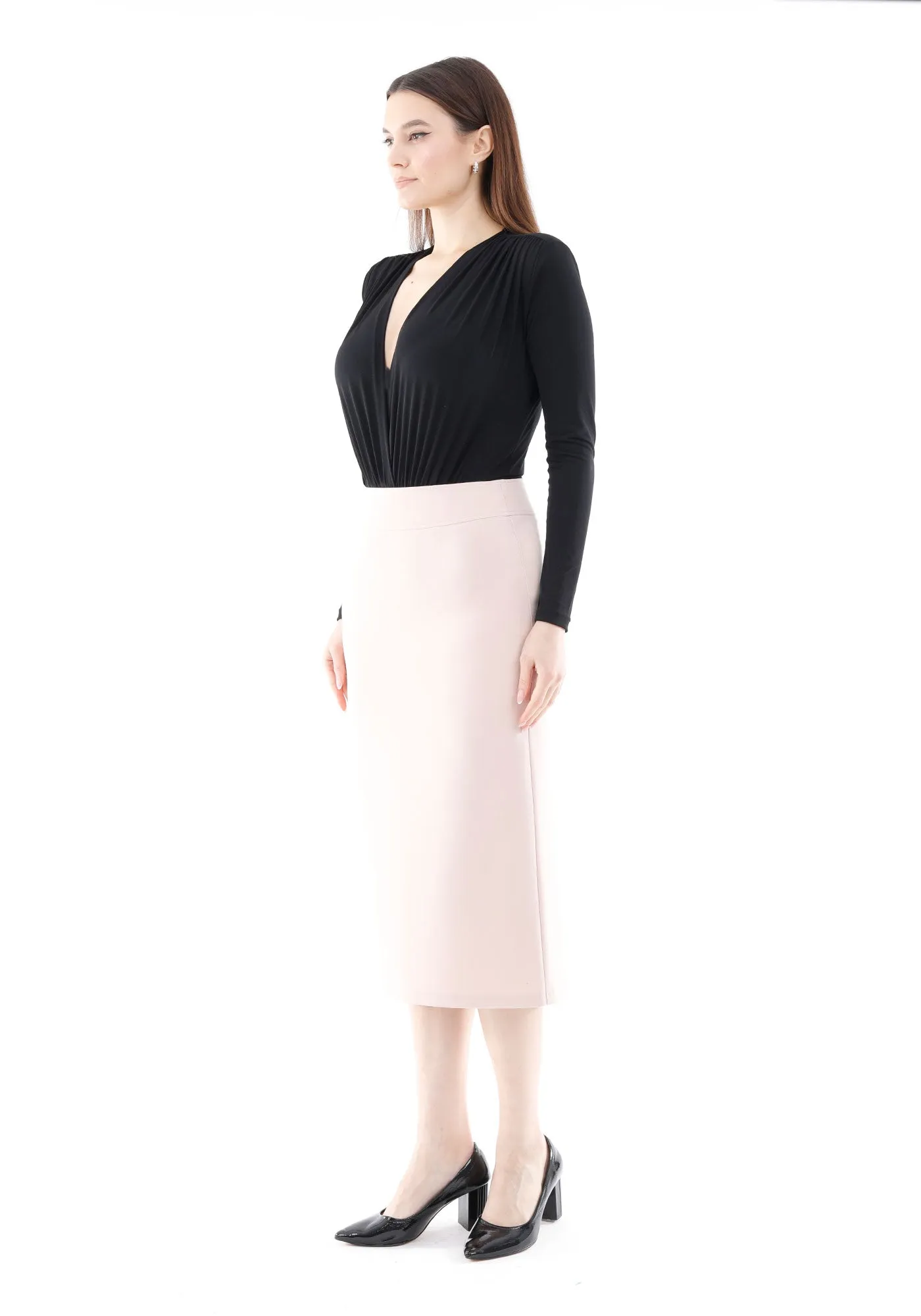 Back Vented Midi Pencil Skirt - G-Line