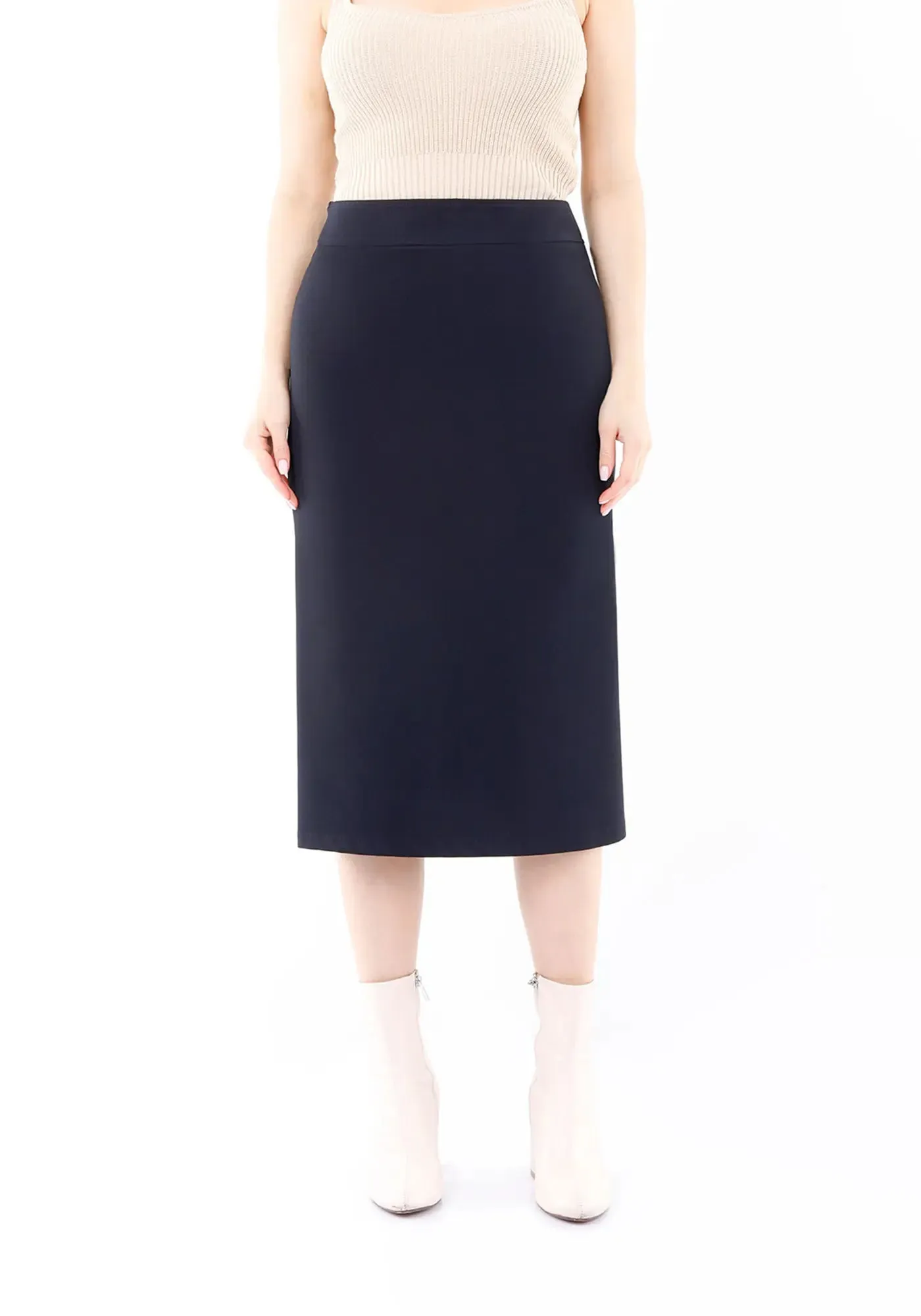 Back Vented Midi Pencil Skirt - G-Line