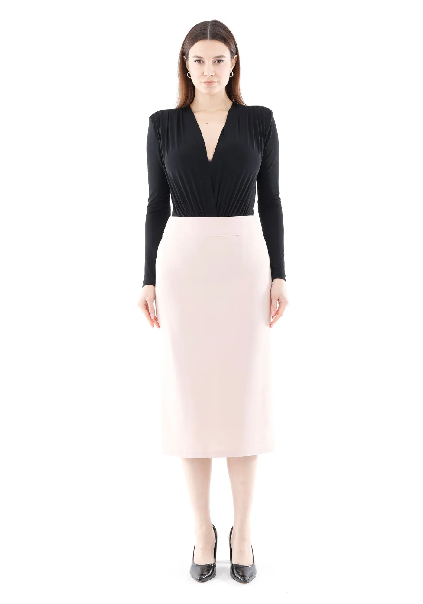 Back Vented Midi Pencil Skirt - G-Line