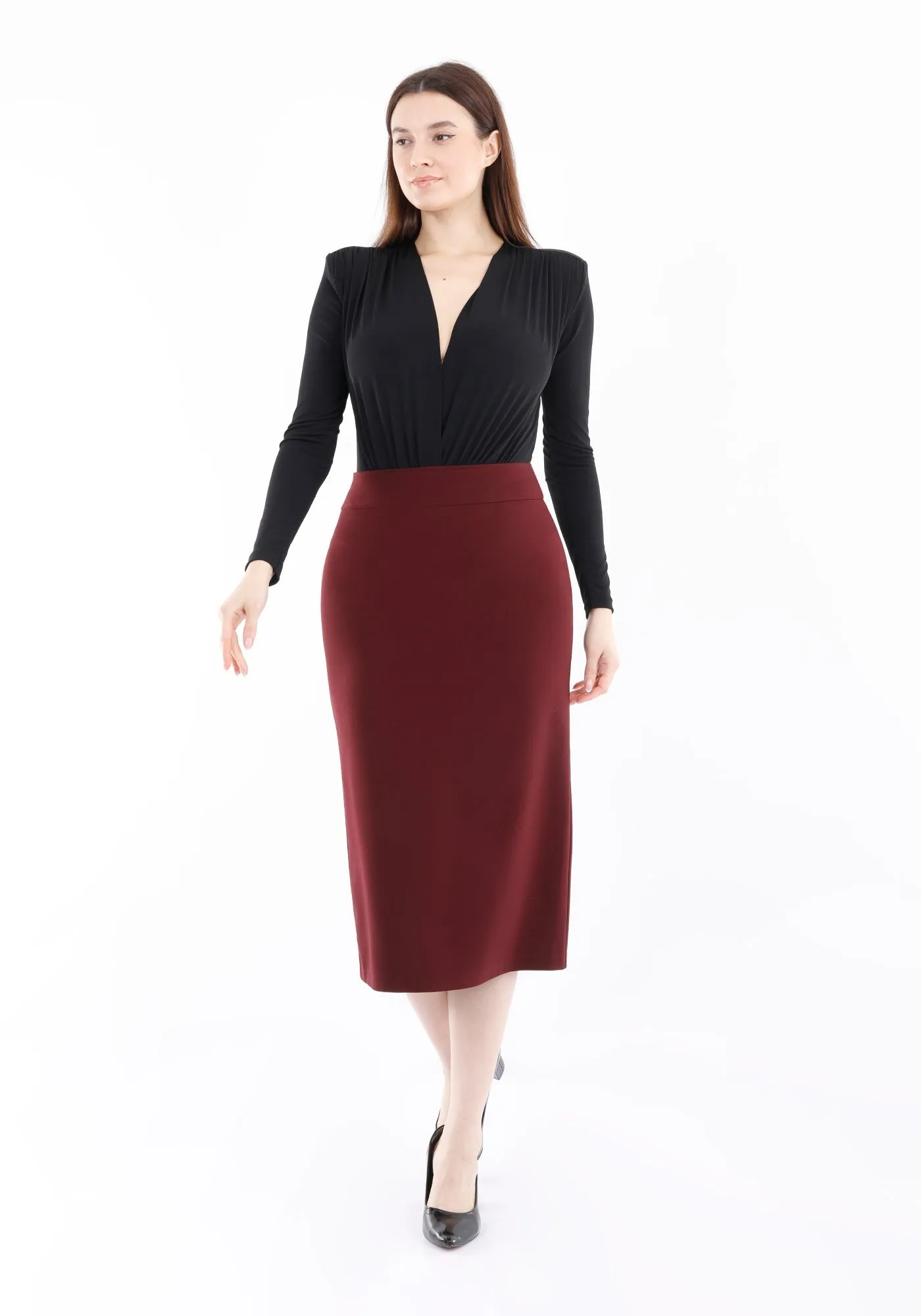 Back Vented Midi Pencil Skirt - G-Line