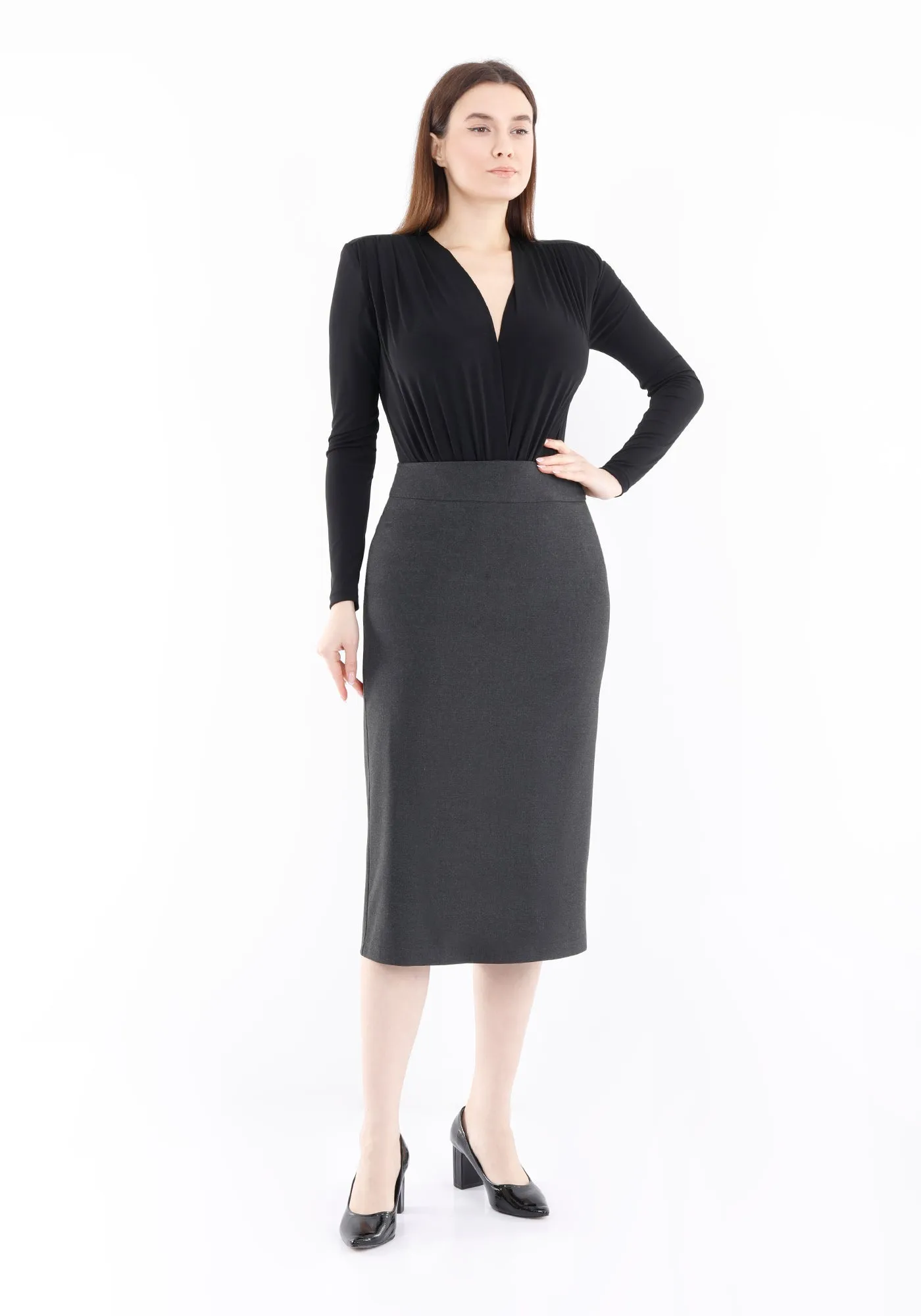Back Vented Midi Pencil Skirt - G-Line