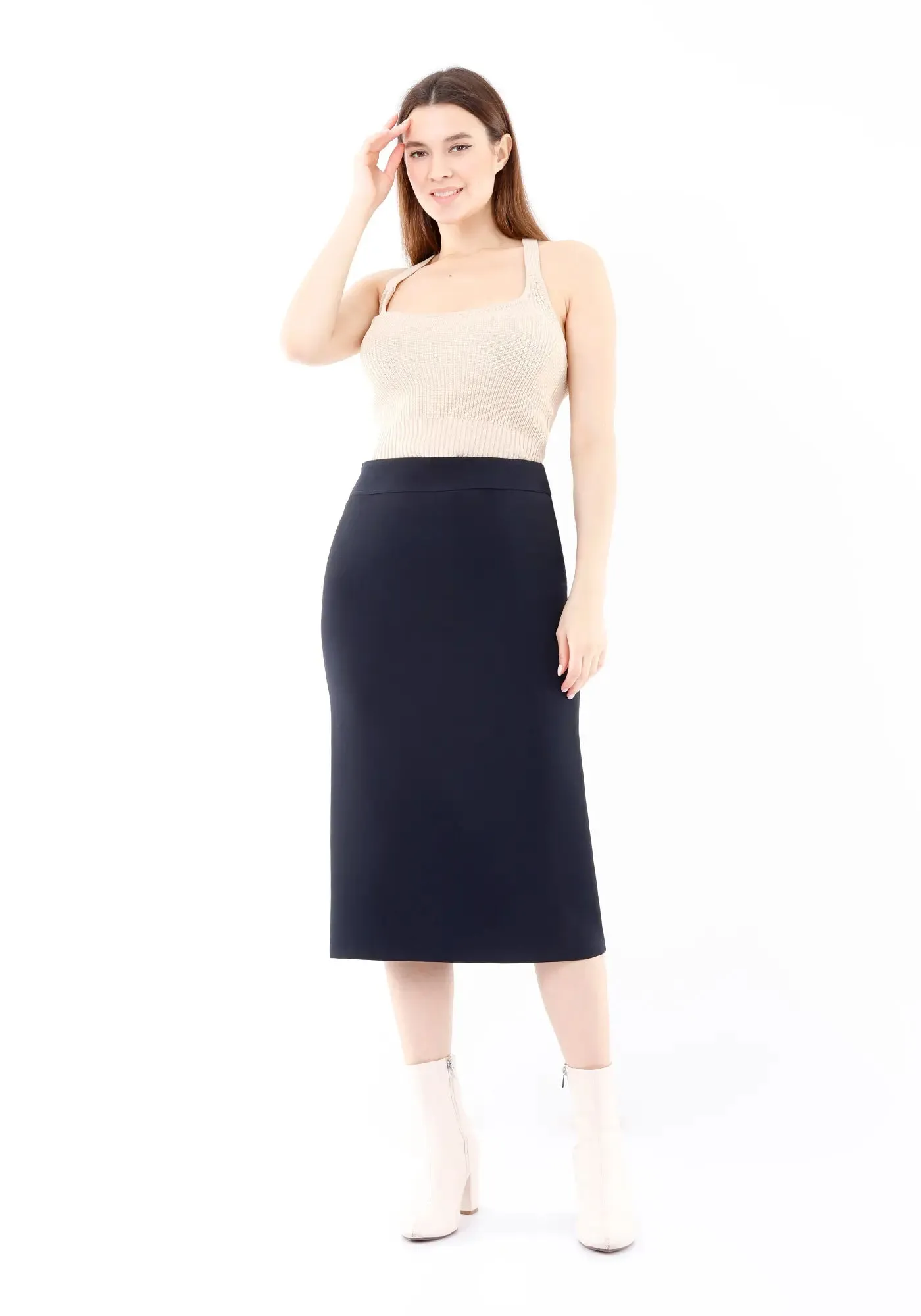 Back Vented Midi Pencil Skirt - G-Line