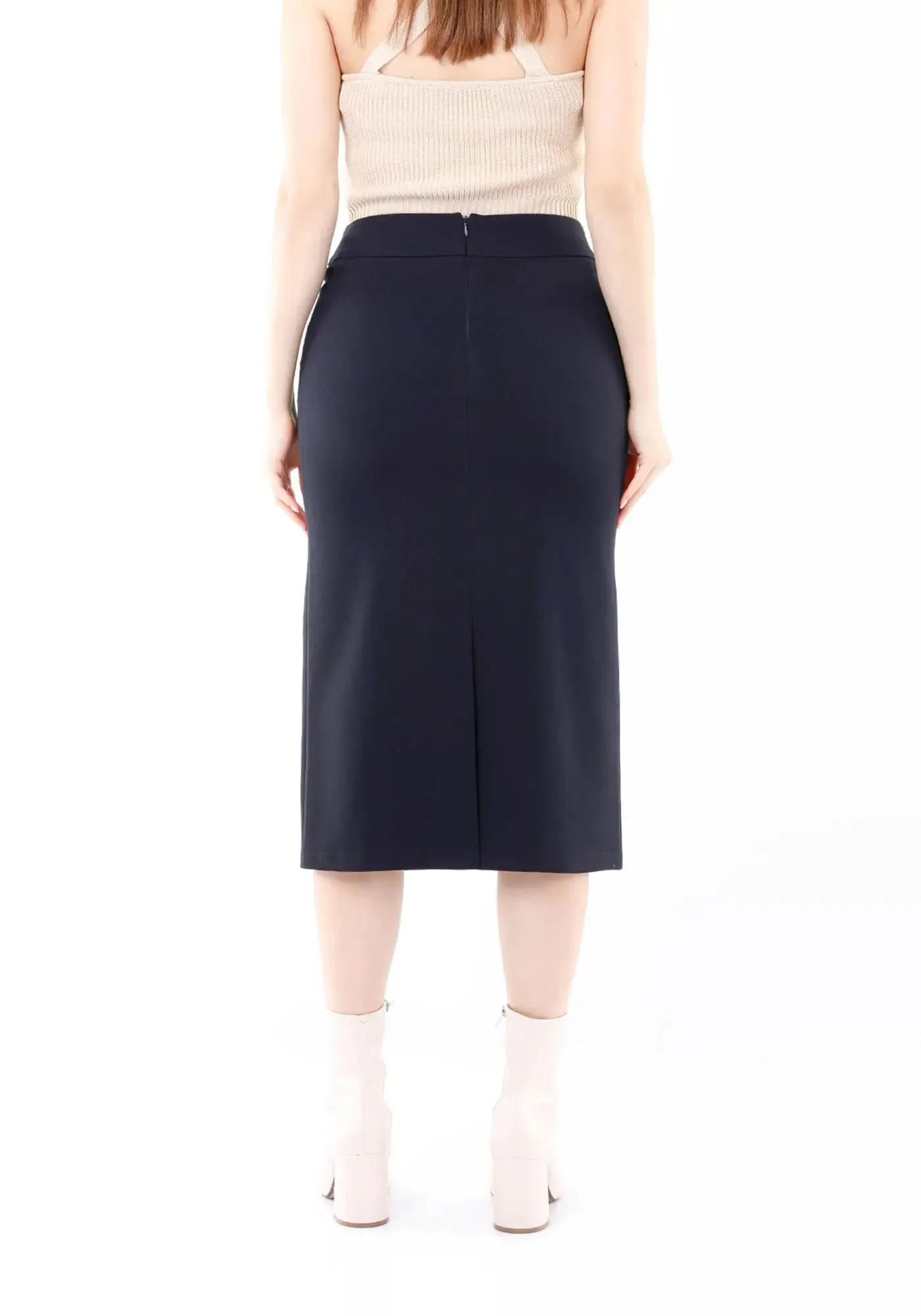 Back Vented Midi Pencil Skirt - G-Line