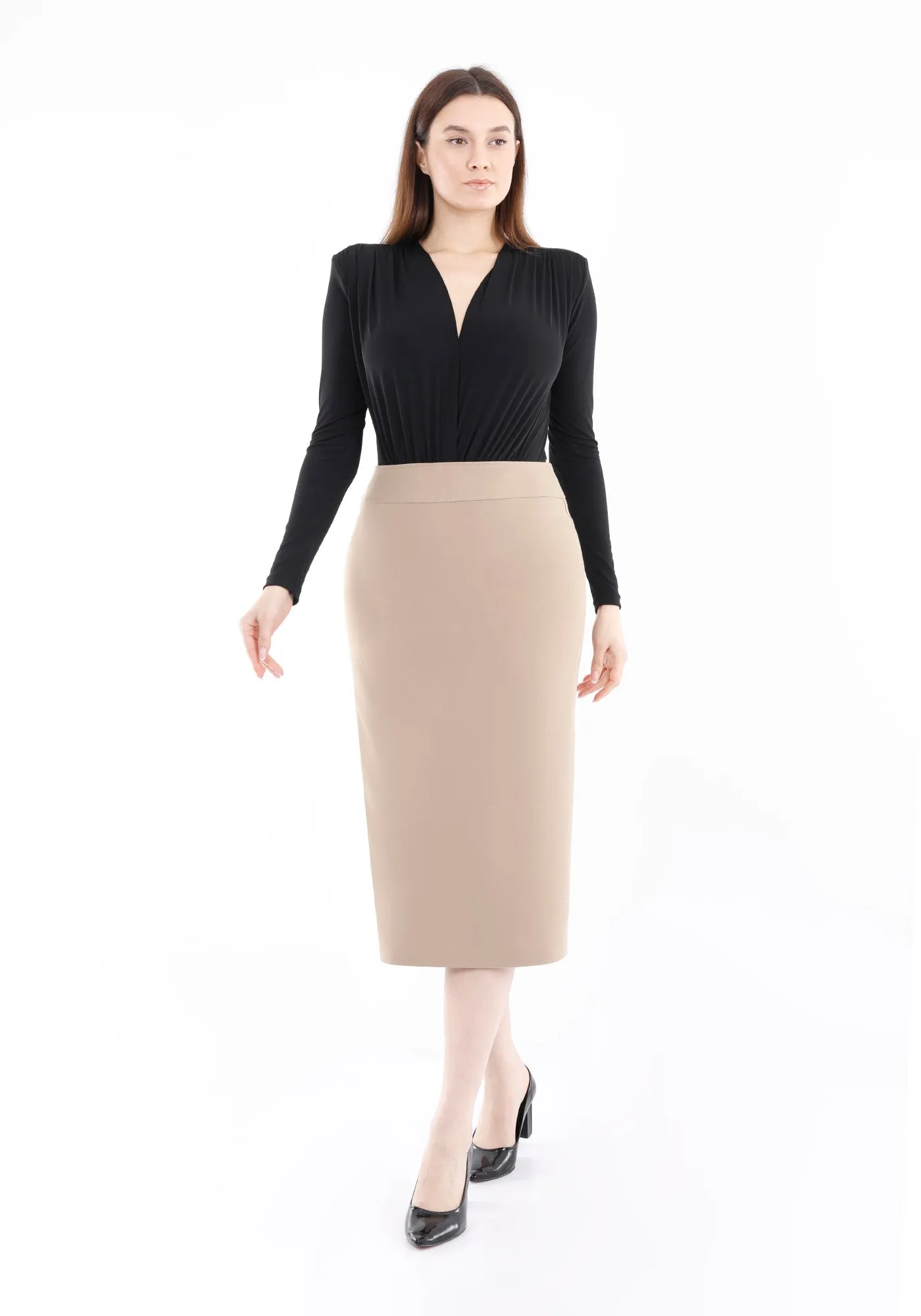 Back Vented Midi Pencil Skirt - G-Line