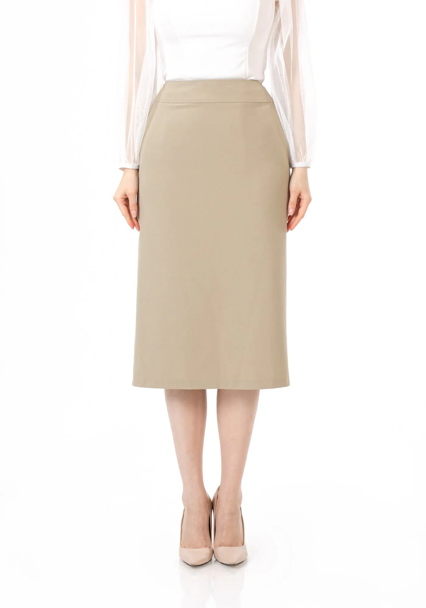 Back Vented Midi Pencil Skirt - G-Line