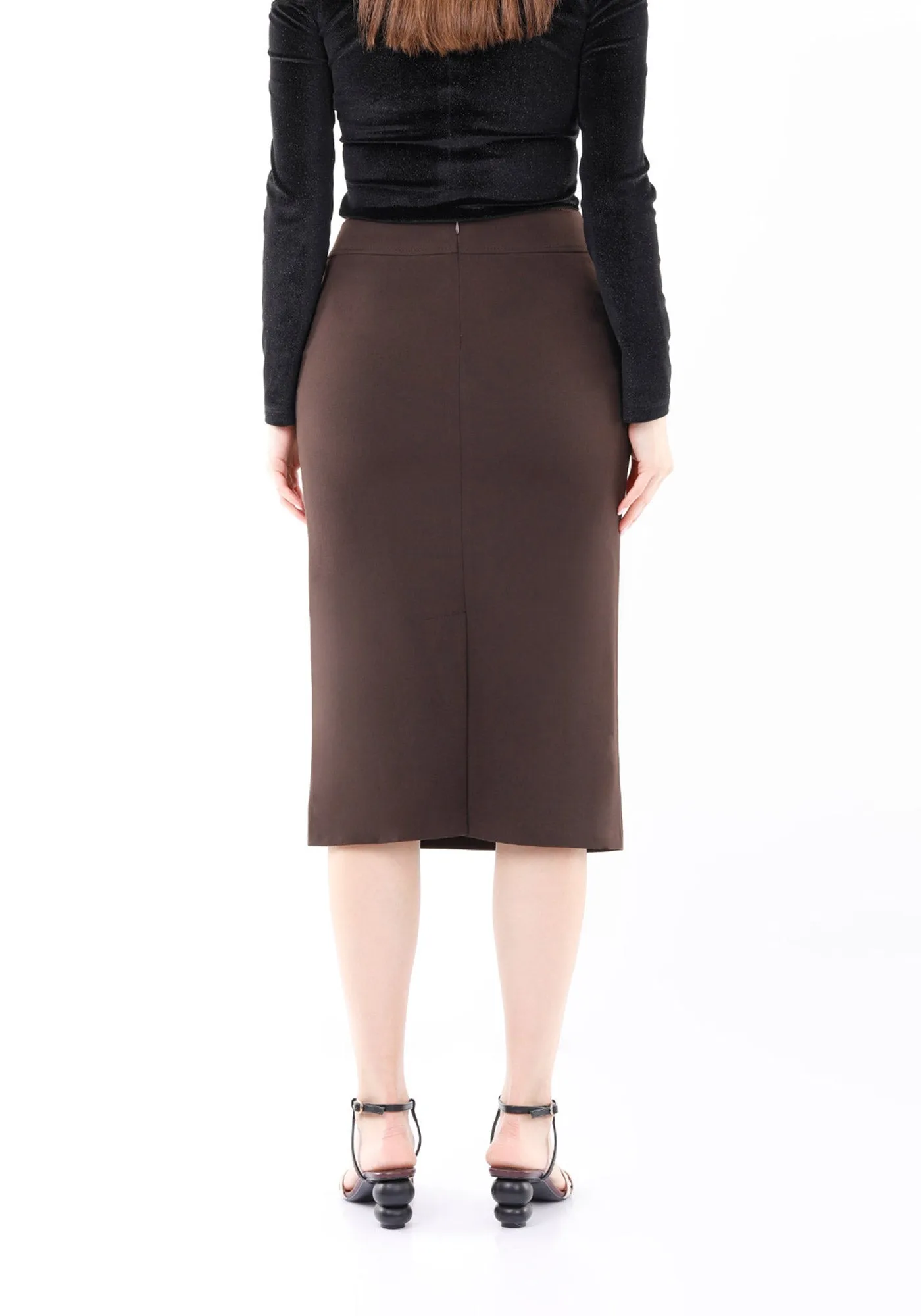 Back Vented Midi Pencil Skirt - G-Line