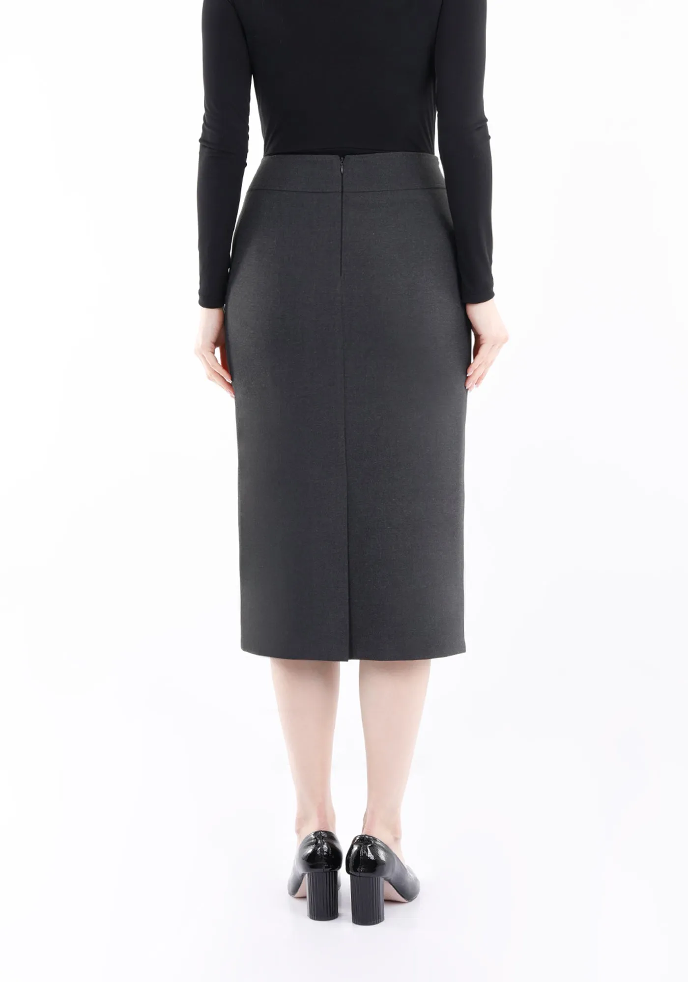 Back Vented Midi Pencil Skirt - G-Line