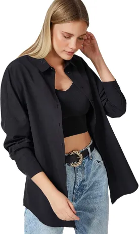 BIG DART Oversized Button Down Shirts for Women, Dressy Casual Long Sleeve Blouses Summer Tops Tunics