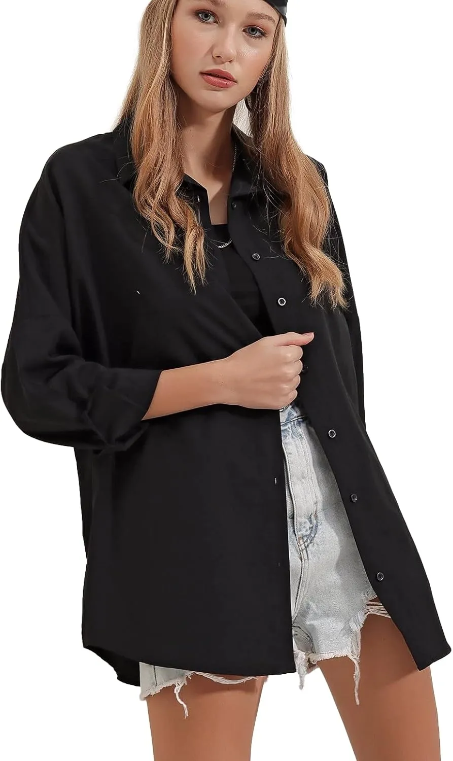 BIG DART Oversized Button Down Shirts for Women, Dressy Casual Long Sleeve Blouses Summer Tops Tunics