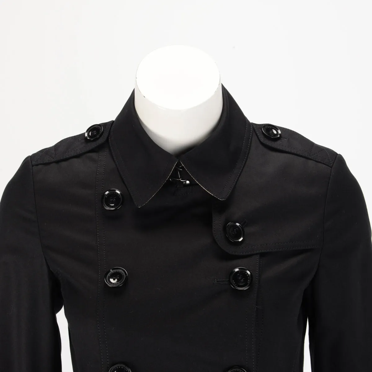 Burberry Black Cotton Cropped Trench Coat UK 4