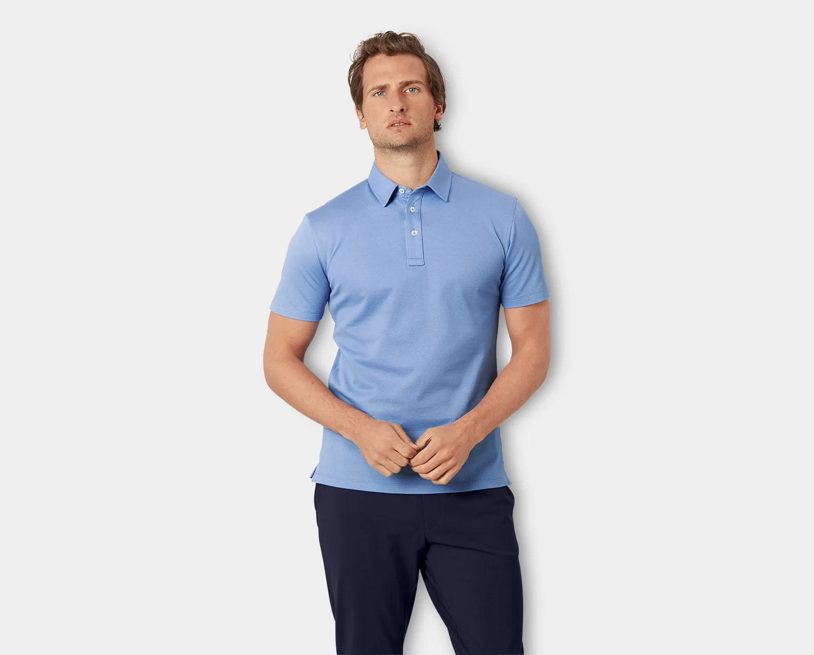 Côte d’Azur Blue Egyptian Cotton Polo Shirt