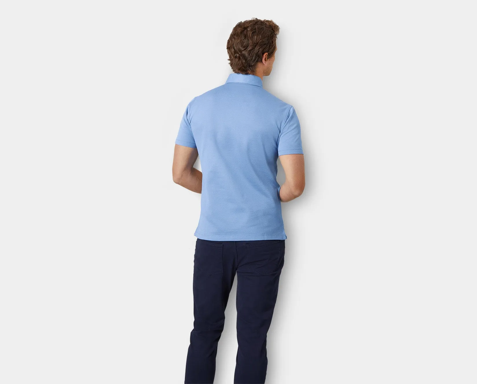 Côte d’Azur Blue Egyptian Cotton Polo Shirt