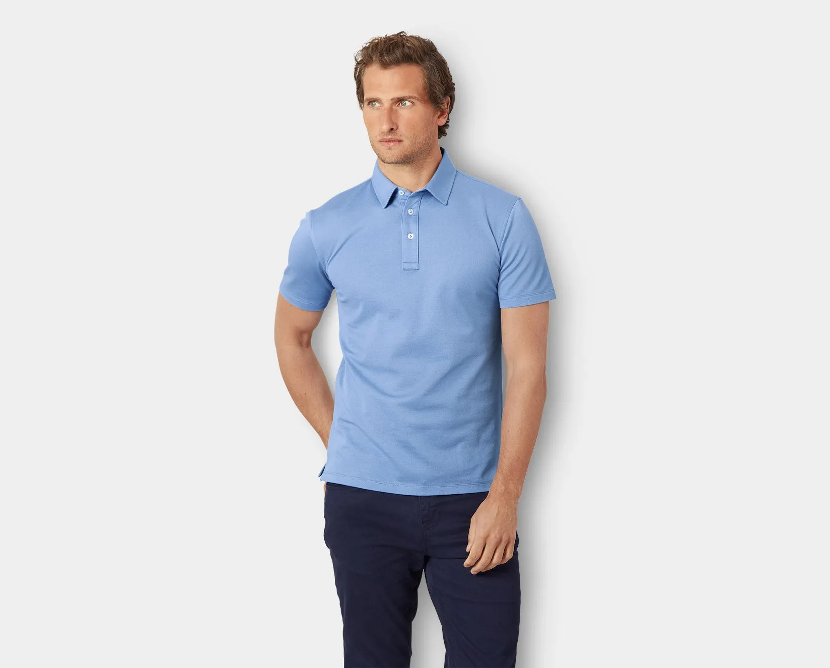 Côte d’Azur Blue Egyptian Cotton Polo Shirt