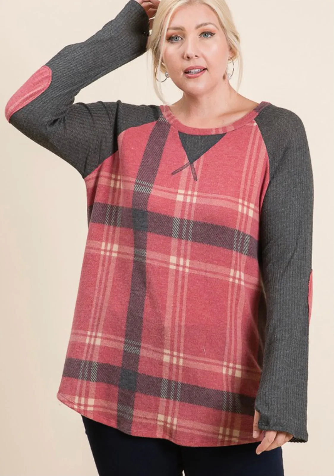 Curvy Plaid Tunic Top