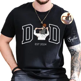 Custom Photo Shirt for Dad, Father's Day Tshirt, Personalized Daddy Portrait Shirt, Gifts Fathers Day for Papa Grandpa, Daddy Birthday Gifts, Gift for Husband, Customized Photo Hoodie