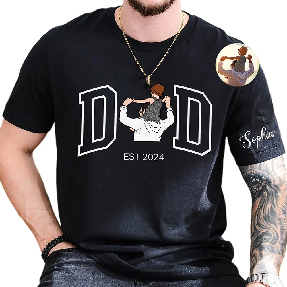 Custom Photo Shirt for Dad, Father's Day Tshirt, Personalized Daddy Portrait Shirt, Gifts Fathers Day for Papa Grandpa, Daddy Birthday Gifts, Gift for Husband, Customized Photo Hoodie