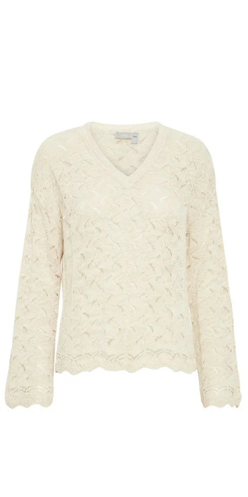 Fransa Pointelle Knit Pullover