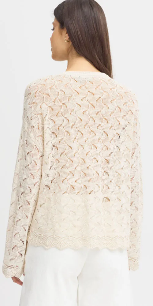 Fransa Pointelle Knit Pullover