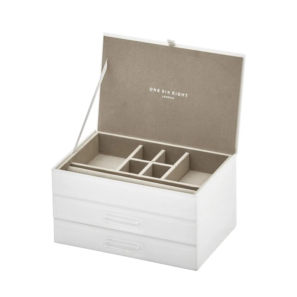Gabriella Medium Jewellery Box - White