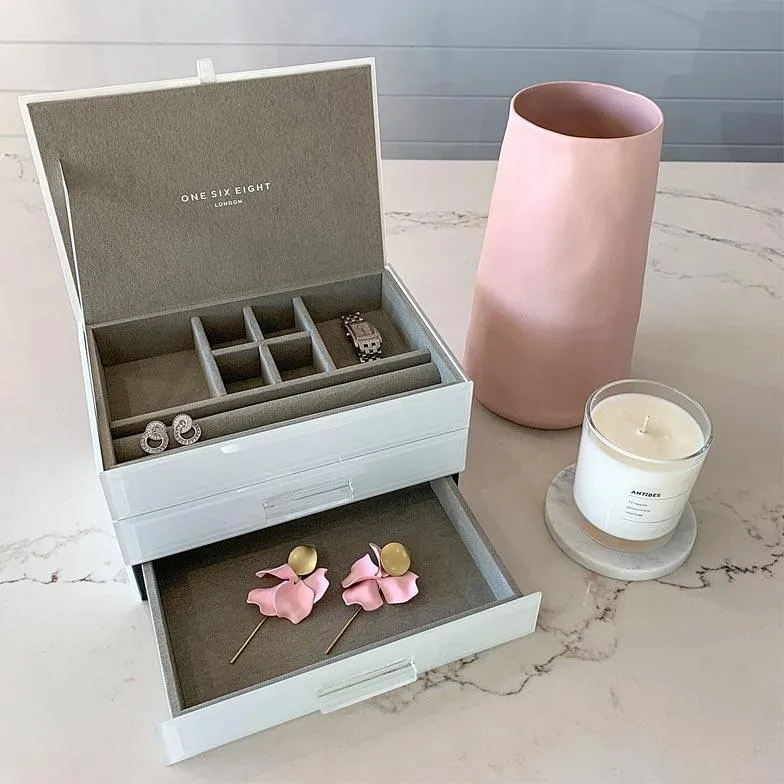 Gabriella Medium Jewellery Box - White