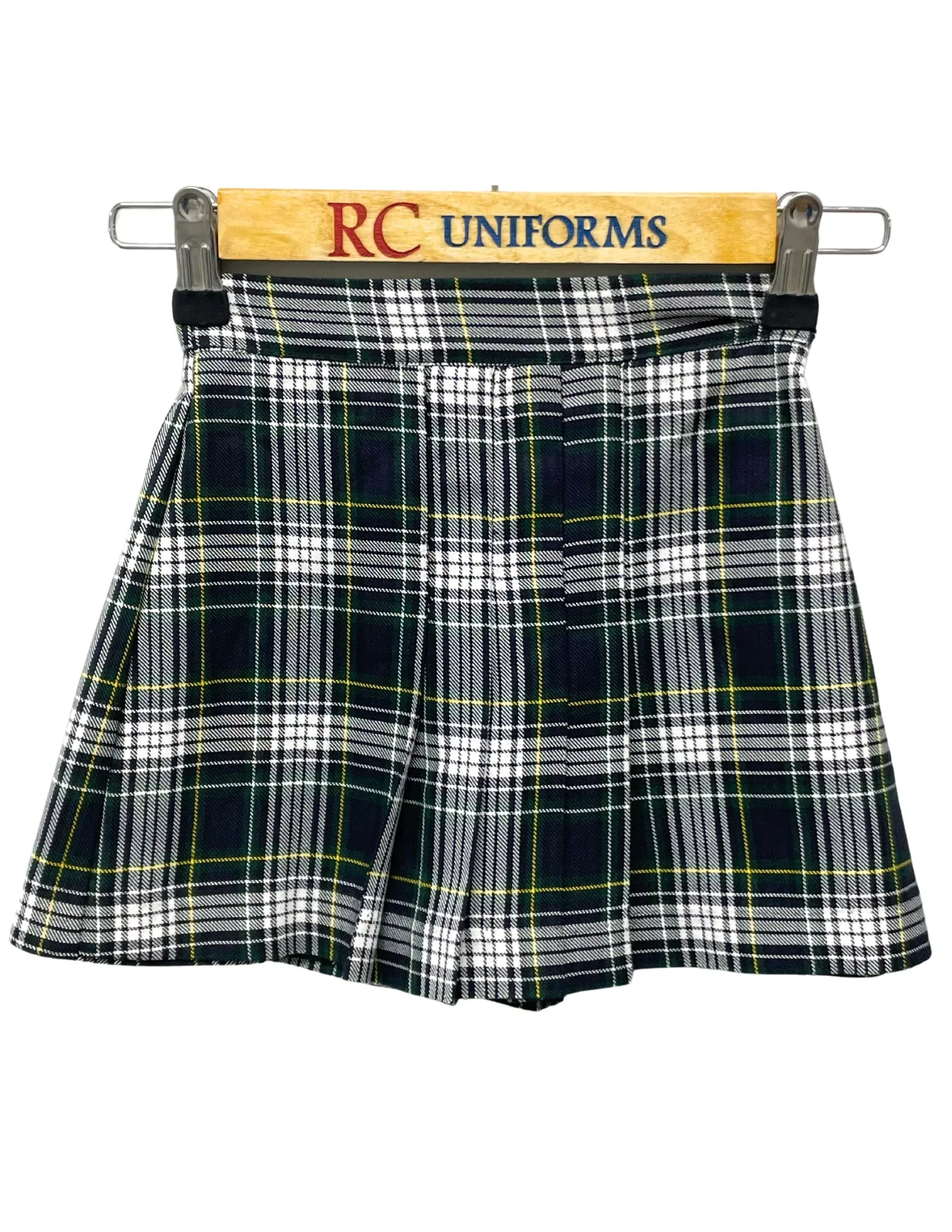 Green & White Plaid Pull On Skort