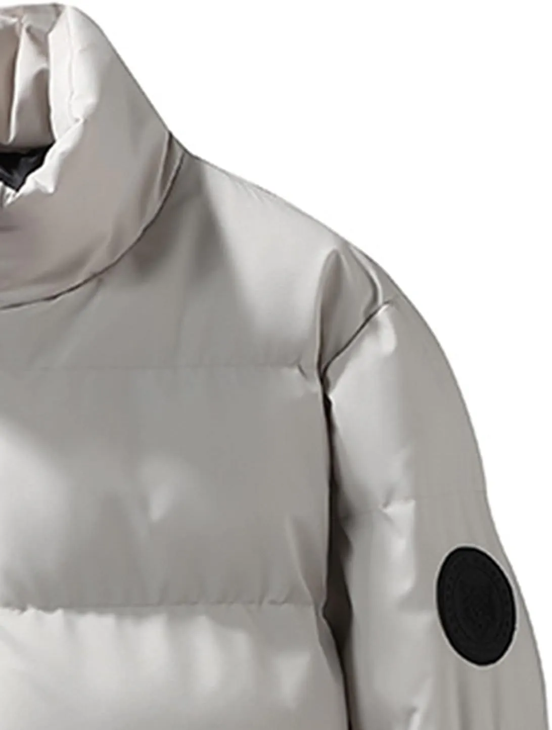 hlysgo Men's Winter Puffer Jacket Long Sleeve Stand Collar Bubble Coat Full Zip Warm Padded Jackets Outerwear Cold Weather