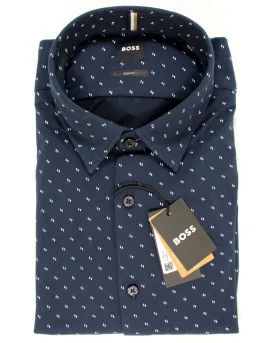 Hugo Boss Shirt Midnight Blue Pattern - Slim Fit XXL SALE