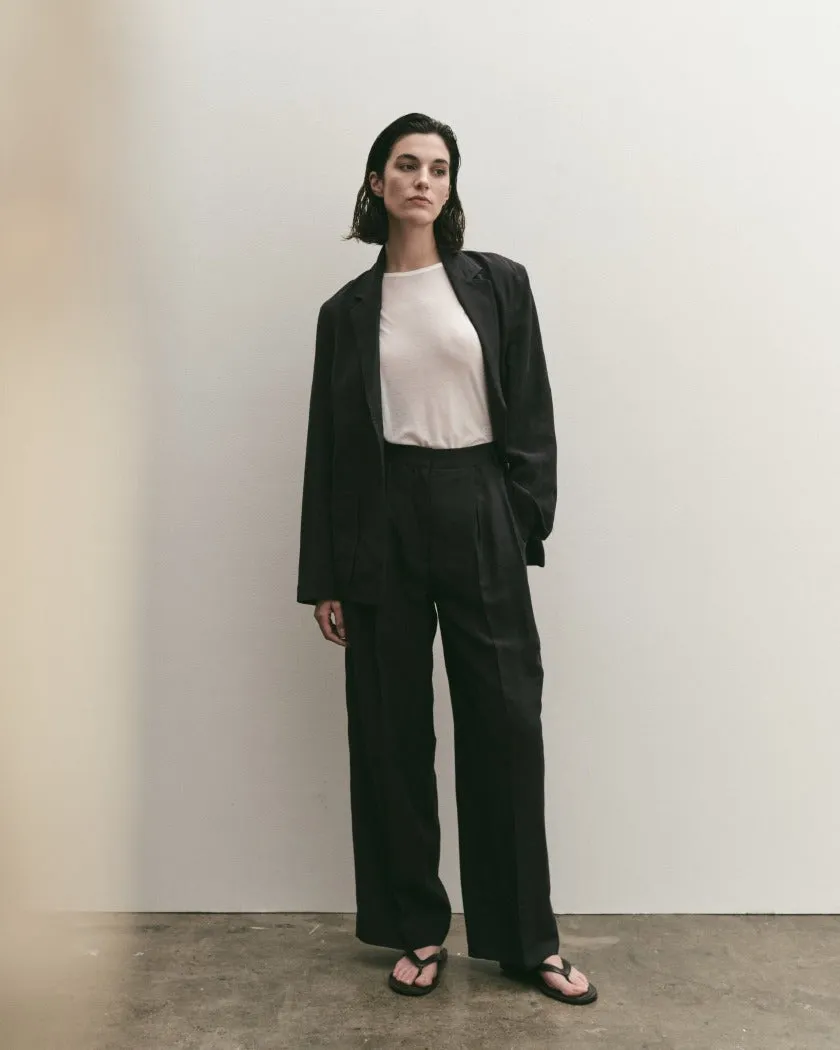 LINEN BLEND WIDE LEG PANTS