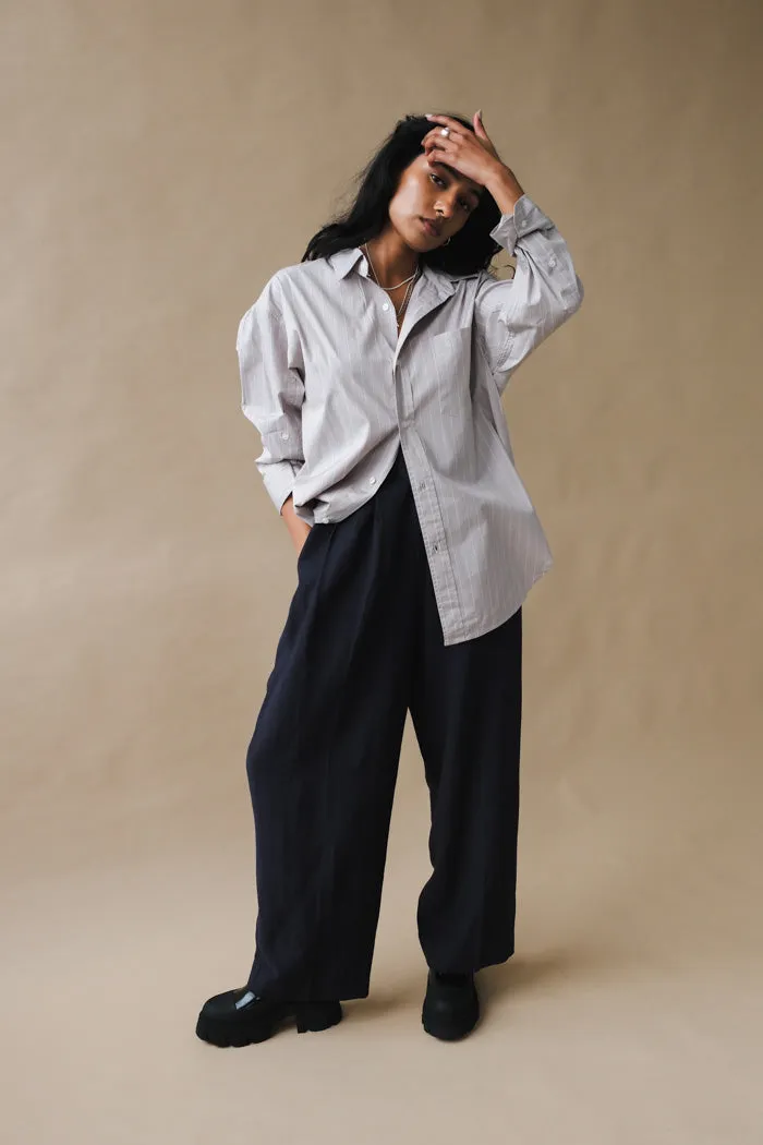 LINEN BLEND WIDE LEG PANTS