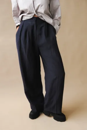 LINEN BLEND WIDE LEG PANTS