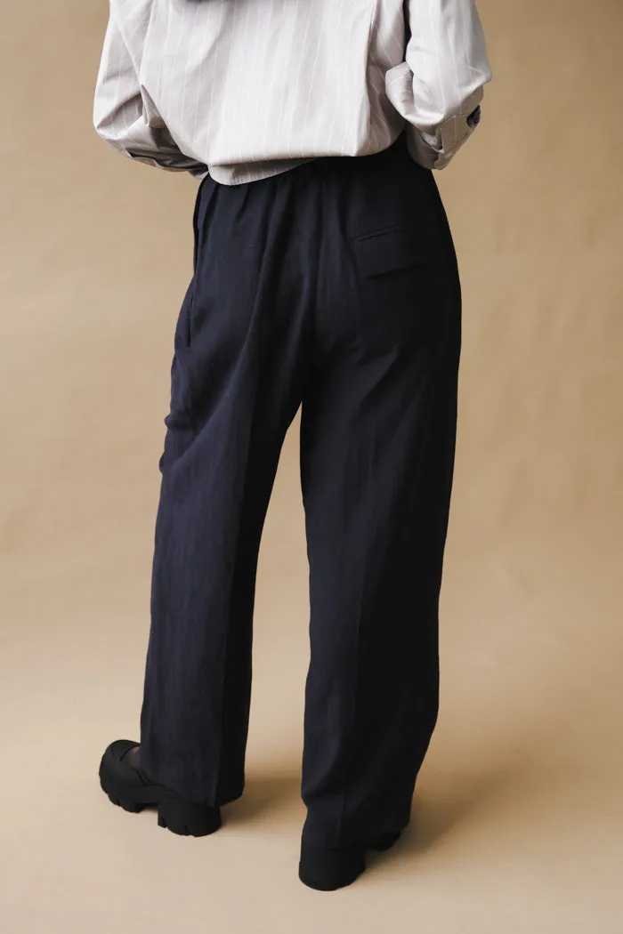 LINEN BLEND WIDE LEG PANTS