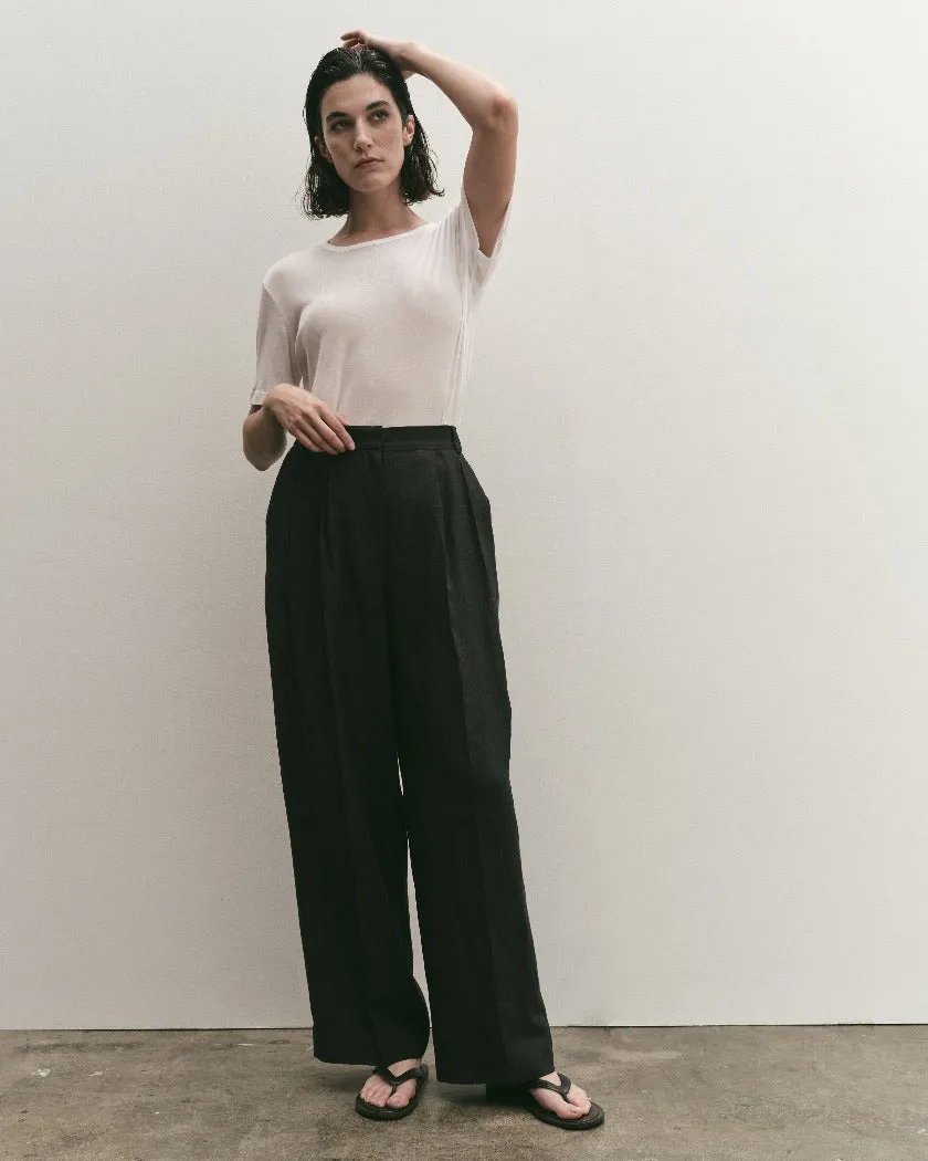 LINEN BLEND WIDE LEG PANTS