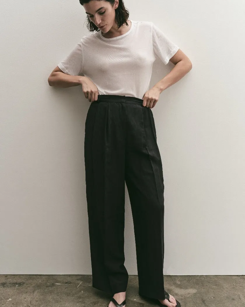 LINEN BLEND WIDE LEG PANTS