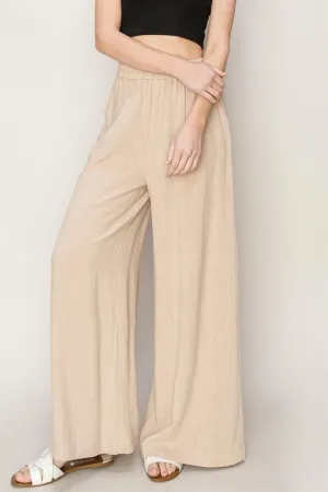 Linen Wide Leg Pants Taupe