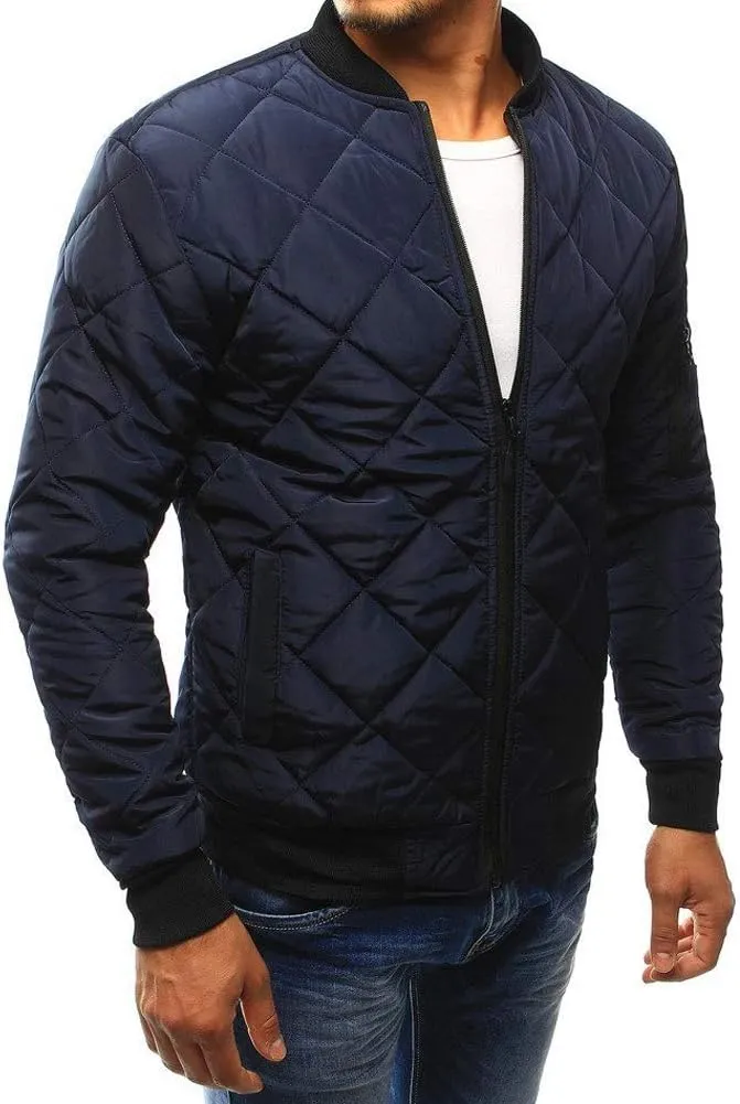 Mens Flight Bomber Jacket Diamond Quilted Varsity Jackets Winter Warm Padded Coats Outwear