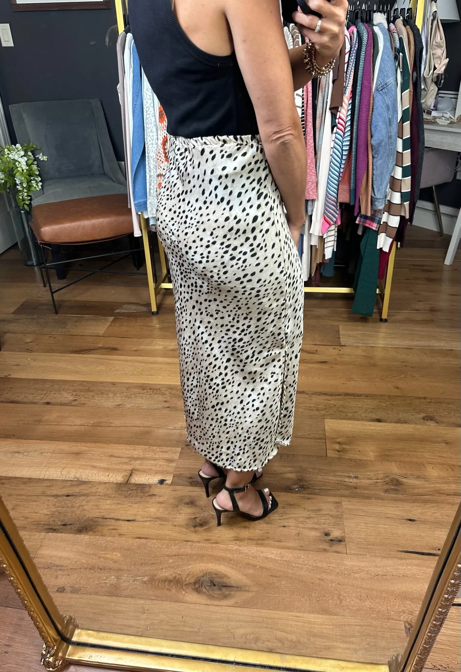 Modern Elegance Animal Print Skirt - Taupe/Black