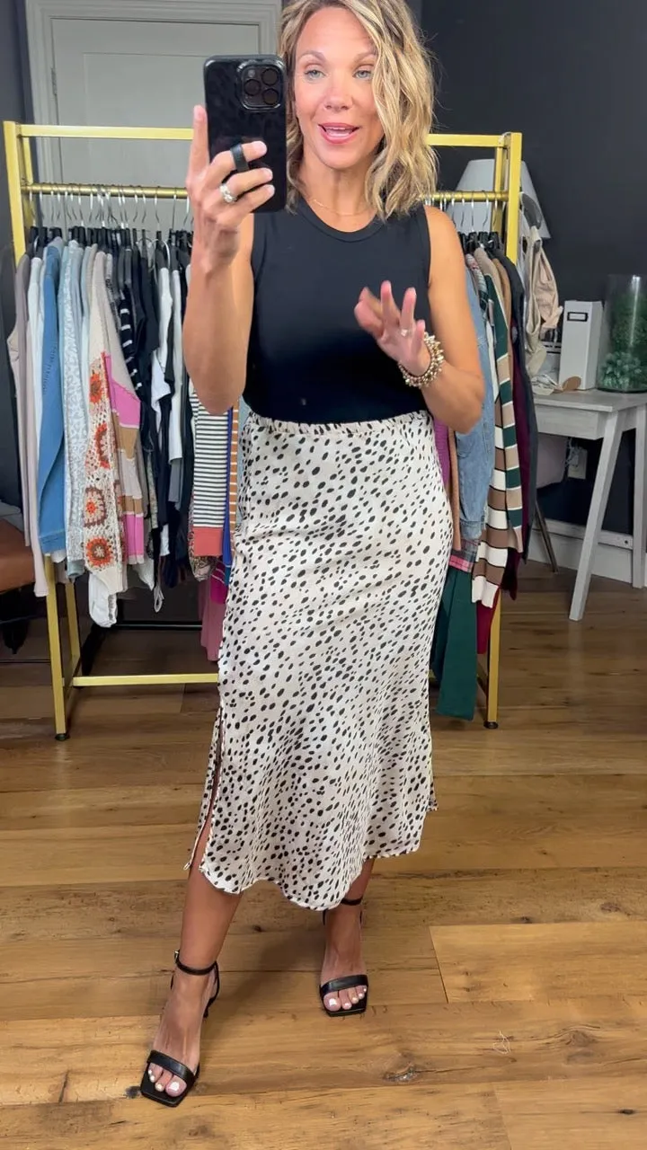 Modern Elegance Animal Print Skirt - Taupe/Black