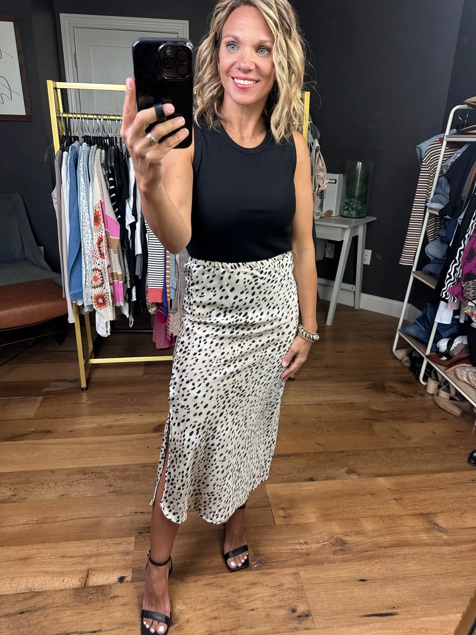 Modern Elegance Animal Print Skirt - Taupe/Black