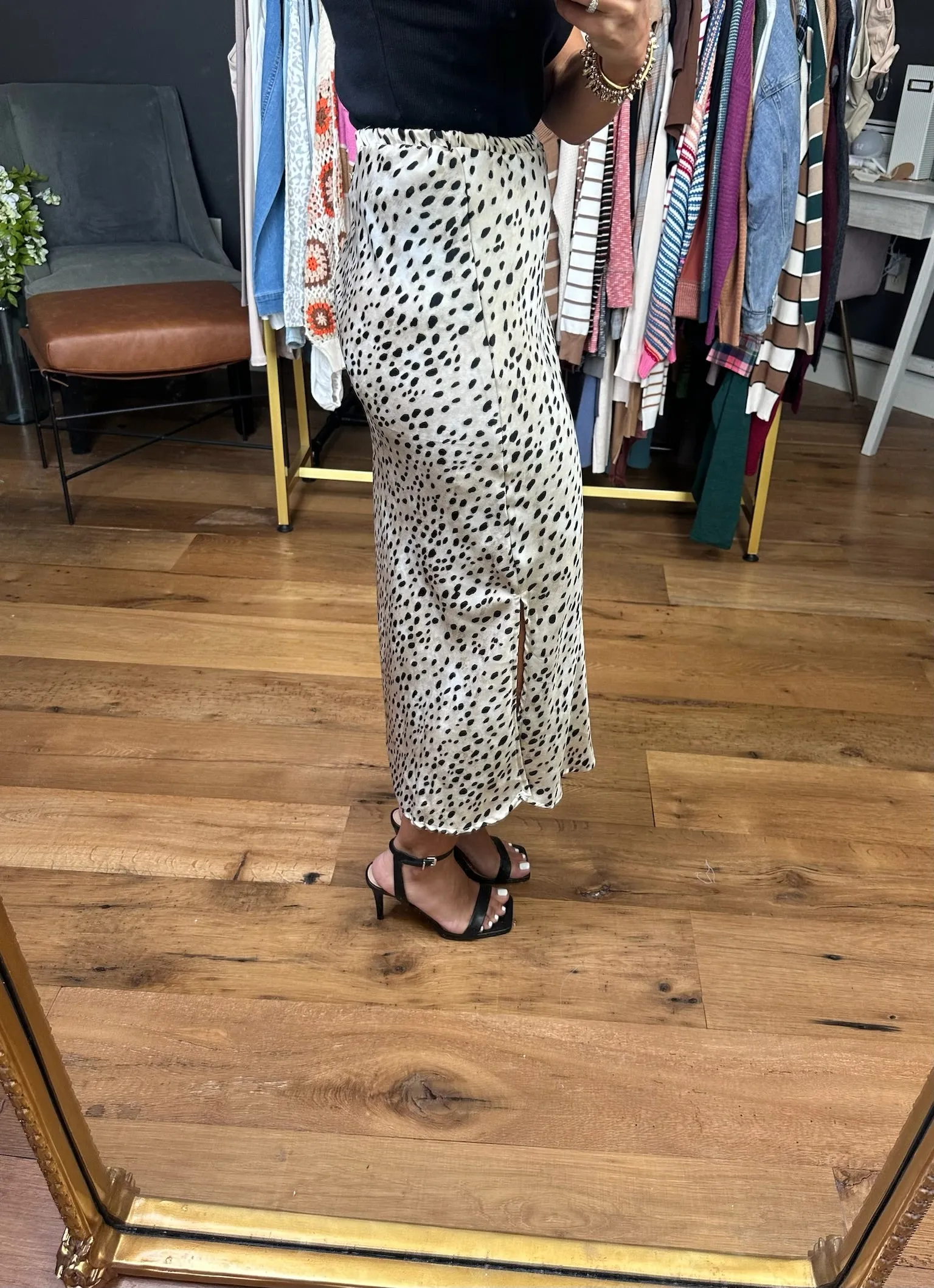 Modern Elegance Animal Print Skirt - Taupe/Black