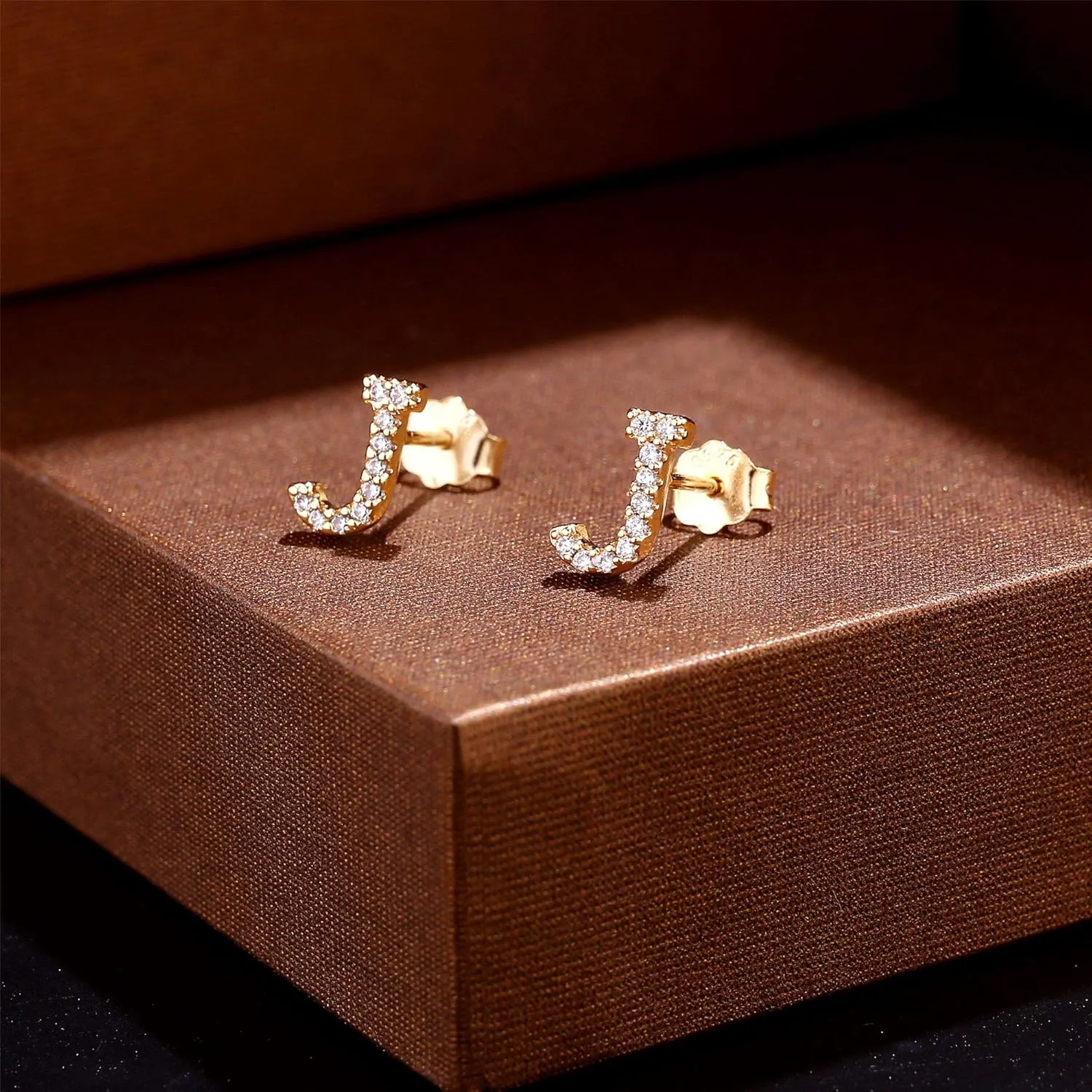 MONOOC Initial Stud Earrings for Girls - S925 Sterling Silver Post Cubic Zirconia Stud Earrings Initial Earrings for Girls Women Hypoallergenic Earrings Birthday Gifts for Girls Kids Jewelry