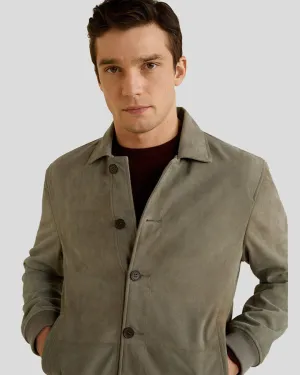 Oren Grey Suede Bomber Leather Jacket