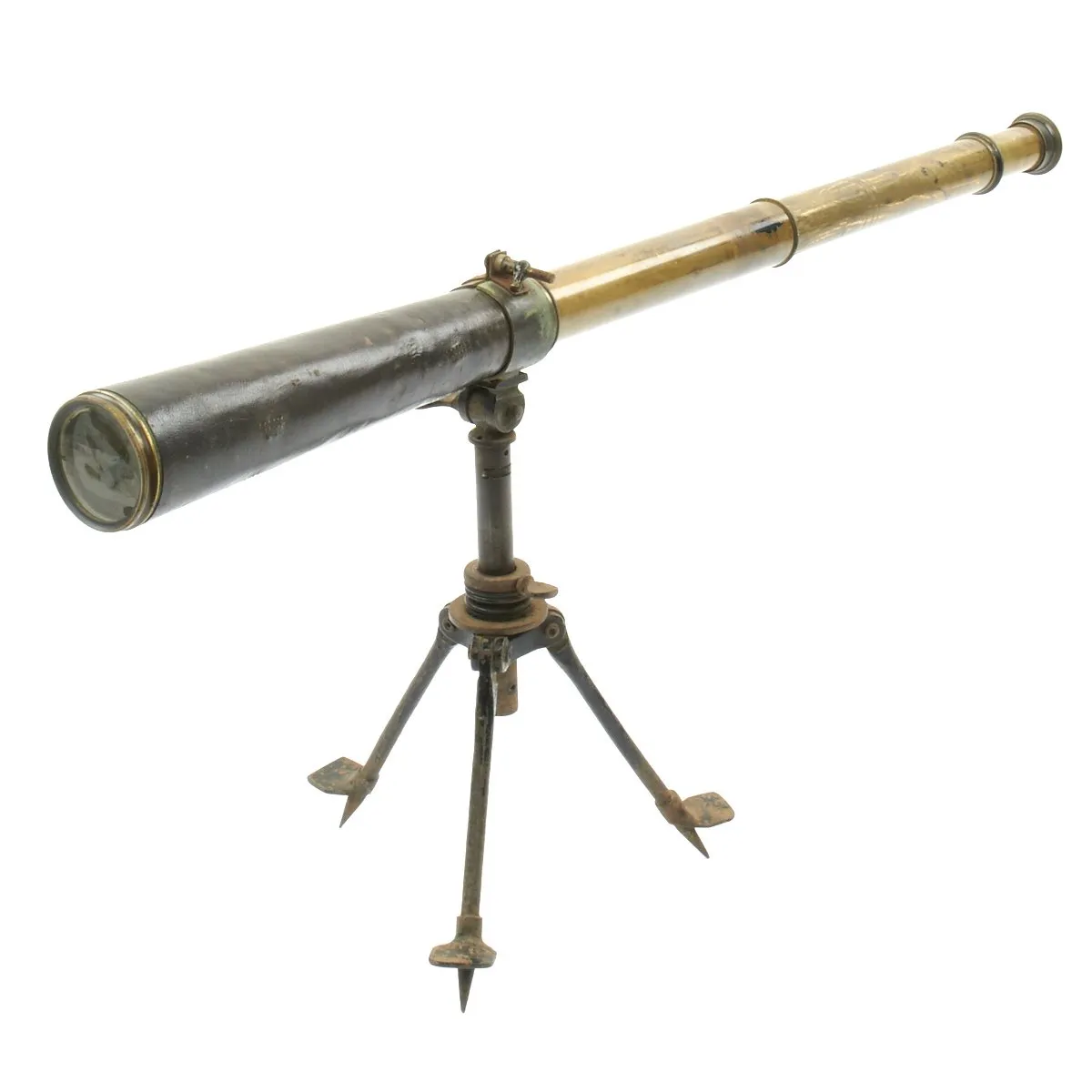 Original British WWI French-Made Trench M.G. Telescope mounted on Hotchkiss Portative Tripod