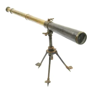 Original British WWI French-Made Trench M.G. Telescope mounted on Hotchkiss Portative Tripod