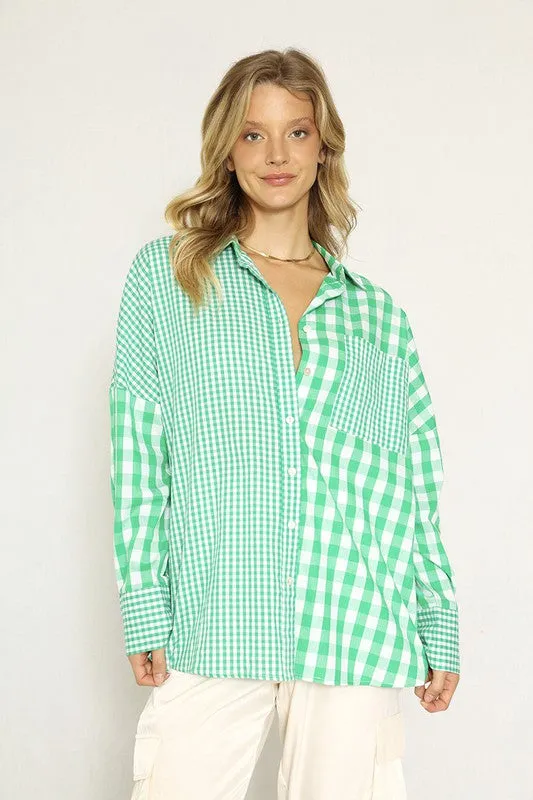 *Plaid Button Down Long Sleeve Top
