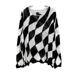 Pre Order:  Black and White Contrast Knit Sweater